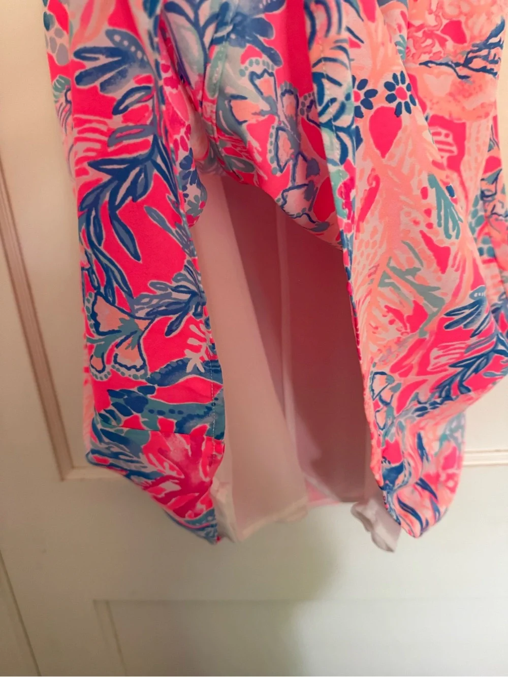 Lilly Pulitzer Neon Pink & Blue Floral Ruffle Sundress - Picture 4 of 4